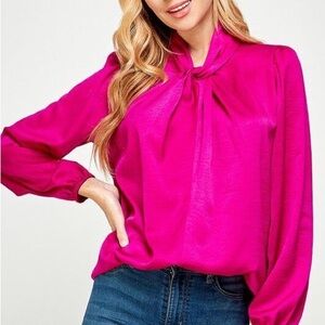 Long Sleeve  Fuchsia Women's Top